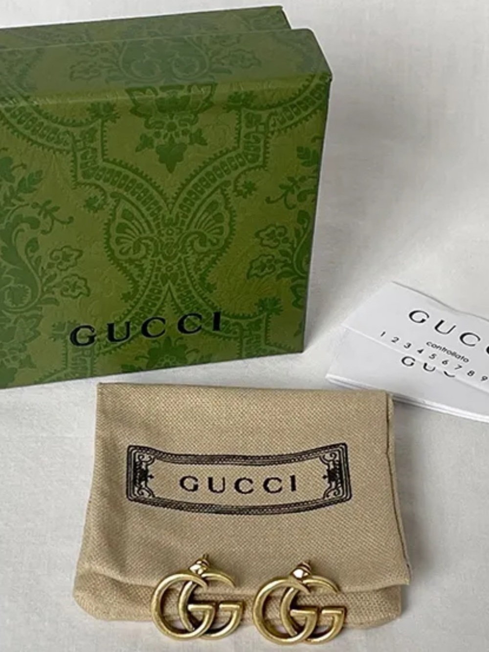 Gucci Gold Double G Logo Earrings - Picture 1 of 5